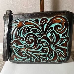 NWT Patricia Nash Tooled Turquoise Leather Cassini